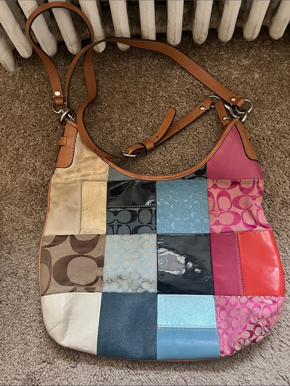 Coach Patchwork Shoulder Bag - Pink, Blue, Tan, Black